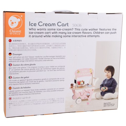 Drewniana Lodziarnia 3w1 Wózek sklepik 40 el. CLASSIC WORLD