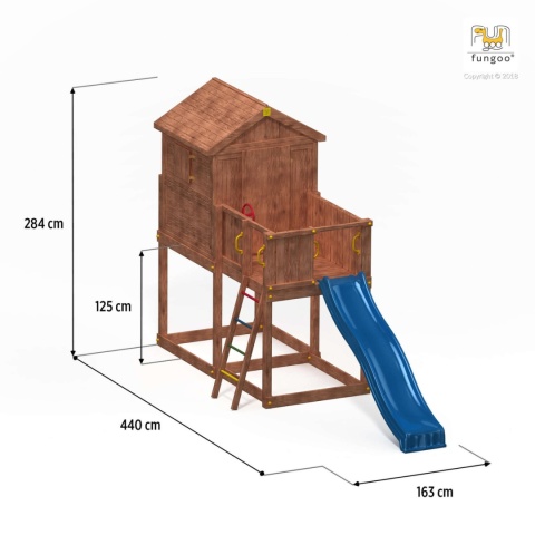 Drewniany Domek Plac Zabaw dla dzieci ze zjeżdzalnią drabinka My House