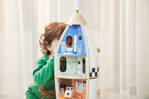 Drewniany Domek Rakieta dla Dzieci + figurki