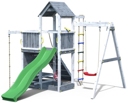 Drewniany Plac Zabaw do Ogrodu dla dzieci ACTIVER Zjeżdżalnia Domek Huśtawka Piaskownica Drabinka