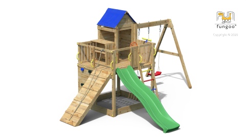 Duży Plac Zabaw dla Dzieci Domek Na drzewie Treehouse Huśtawka Zjeżdżalnia ścianka wspinaczkowa