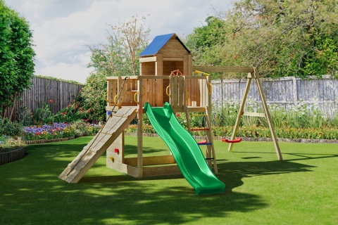 Duży Plac Zabaw dla Dzieci Domek Na drzewie Treehouse Huśtawka Zjeżdżalnia ścianka wspinaczkowa