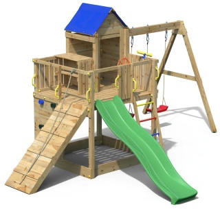 Duży Plac Zabaw dla Dzieci Domek Na drzewie Treehouse Huśtawka Zjeżdżalnia ścianka wspinaczkowa