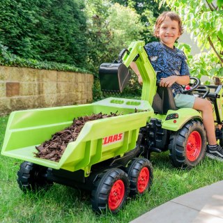 Traktor dla dzieci CLAAS AVEC Zielony na Pedały z Przyczepką od 3 Lat FALK