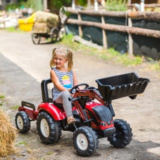Traktor dla dzieci Valtra Bordowy na Pedały z Przyczepką i Łyżką od 3 Lat FALK