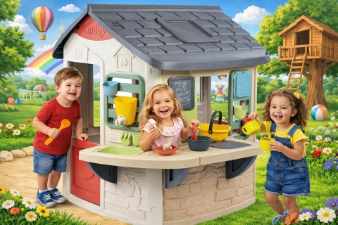 Ogrodowy Domek dla dzieci z Kuchnią +16 elementów SMOBY