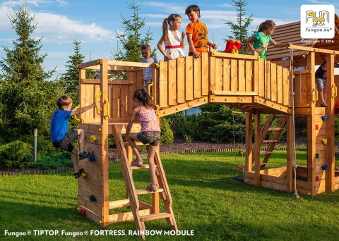 Ogromny Plac Zabaw dla Dzieci Fun Gym huśtawka, domek, zjeżdżalnia, ścianka i lina wspinaczkowa, most