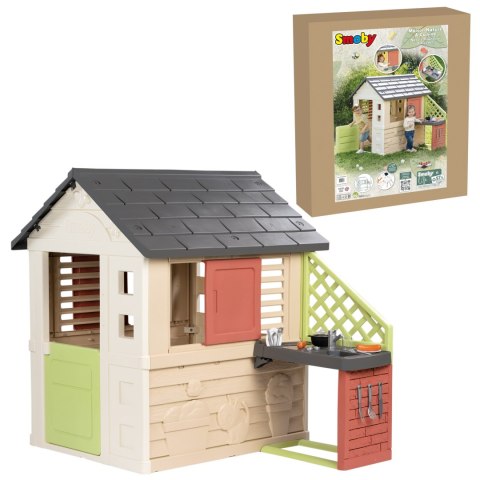 Domek dla dzieci Nature z kuchnią + 17 akcesoriów Ogród Podwórko Smoby