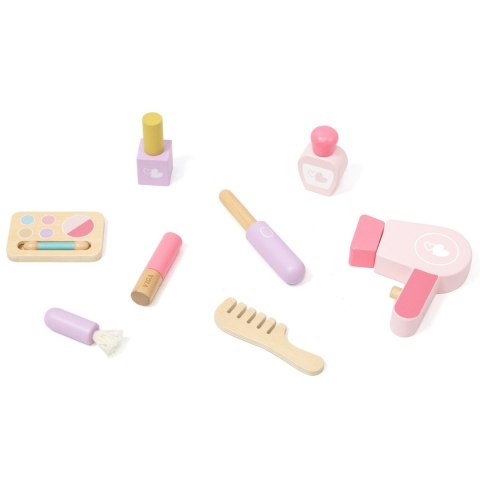 VIGA Duża Toaletka Drewniana Kosmetyczka Biało-Różowa z Lustrem i Krzesełkiem Makijaż