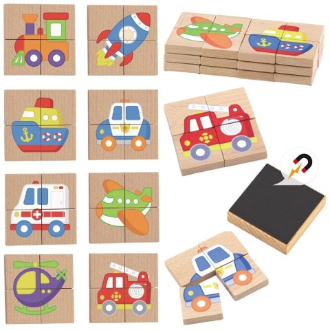 Viga Układanka drewniana puzzle magnetyczne - pojazdy Certyfikat FSC Viga Toys