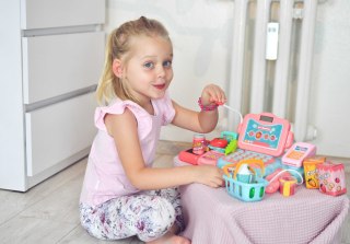 Kasa Sklepowa Dla Dzieci Skaner Waga Mikrofon + 24 Akc. sklep WOOPIE