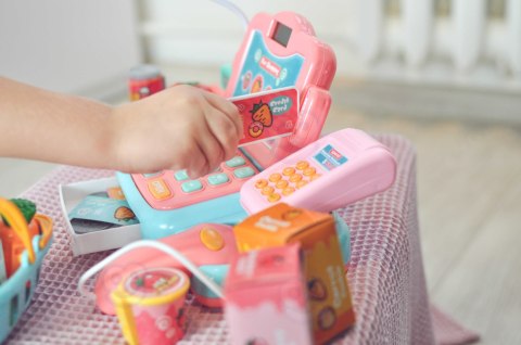 Kasa Sklepowa Dla Dzieci Skaner Waga Mikrofon + 24 Akc. sklep WOOPIE