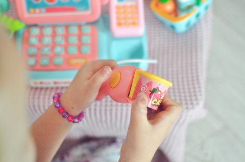 Kasa Sklepowa Dla Dzieci Skaner Waga Mikrofon + 24 Akc. sklep WOOPIE