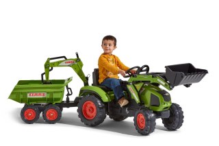 Traktor dla dzieci CLAAS na Pedały z Przyczepą, Łyżką i Spychaczem od 3 Lat FALK