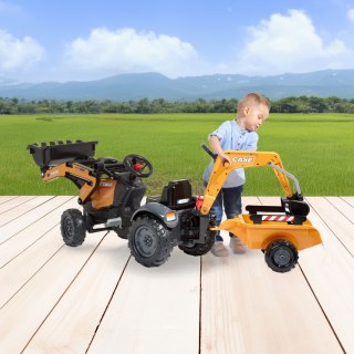 Traktorek dla dzieci na Pedały CASE z Łyżką Koparką i Przyczepą 2-5 lat FALK