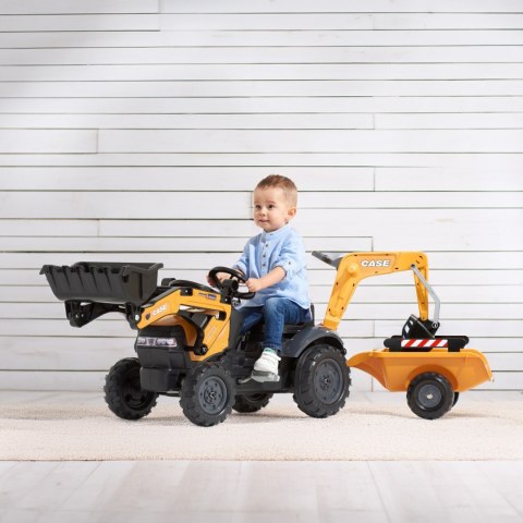 FALK Traktor na Pedały CASE z Łyżką Koparką i Przyczepą 2-5 lat