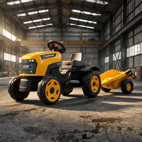 FALK Traktor na Pedały JCB Fastrac z Przyczepą Otwierana Maska 2-6 lat