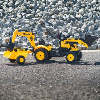 Traktor na Pedały dla dzieci Komatsu z Łyżką Koparką i Przyczepą FALK