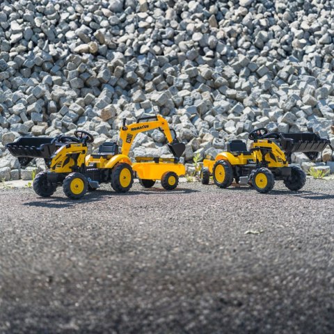 FALK Traktor na Pedały Komatsu z Łyżką Koparką i Przyczepą