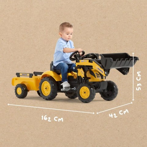 FALK Traktor na Pedały Koparka Komatsu z Przyczepą i Łyżką