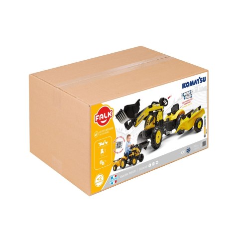 FALK Traktor na Pedały Koparka Komatsu z Przyczepą i Łyżką