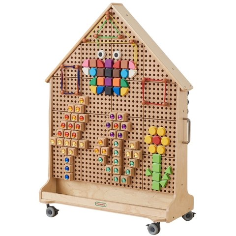 Naukowa Kreatywna Drewniana Tablica STEM dla dzieci Wolnostojąca XXL w Kształcie Domu przedszkole MASTERKIDZ
