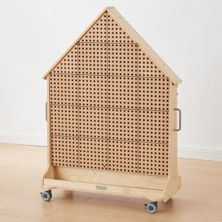 Naukowa Kreatywna Drewniana Tablica STEM dla dzieci Wolnostojąca XXL w Kształcie Domu przedszkole MASTERKIDZ