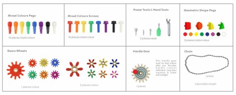 Drewniany Stół Edukacyjny dla dzieci szkoła przedszkole + AKCESORIA STEM + 563 Klocków MASTERKIDZ