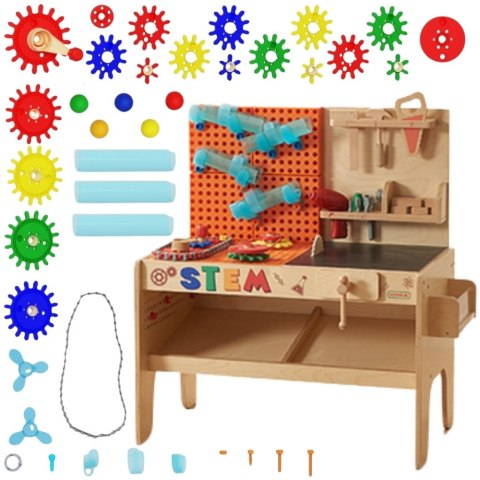 Kreatywny Drewniany Warsztat dla dzieci XXL Montessori STEM z Narzędziami + Akcesoria przedszkole szkoły MASTERKIDZ