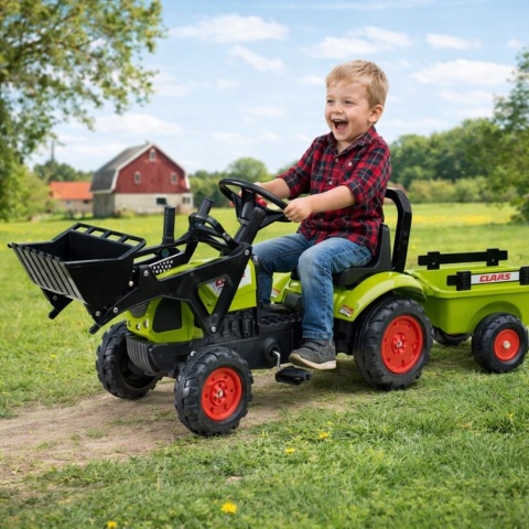 Traktor traktorek Falk na pedały dla Dzieci z Przyczepą i Łyżką