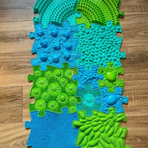 WOOPIE Mata Sensoryczna Ortopedyczna Puzzle 11 el. - Kolor Niebieski/Zielony