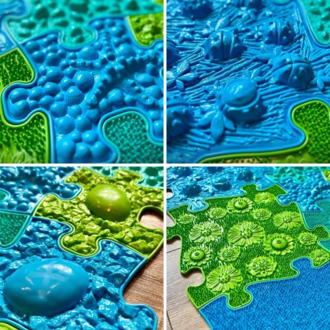 WOOPIE Mata Sensoryczna Ortopedyczna Puzzle 11 el. - Kolor Niebieski/Zielony