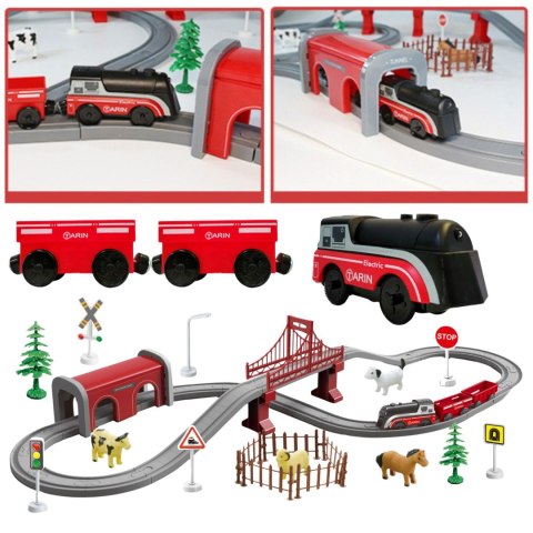 WOOPIE Zestaw Elektryczna Kolejka Lokomotywa Tor Farma Zwierzęta 70 el.