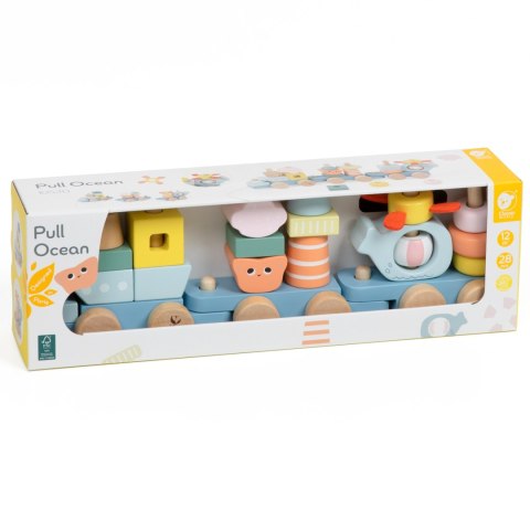 CLASSIC WORLD Drewniany Pociąg z Klockami do Ciągnięcia Ocean 28el