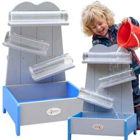 CLASSIC WORLD EDU Drewniana Kaskada Wodna Tor Wodny z Rurami i Zbiornikiem dla dzieci