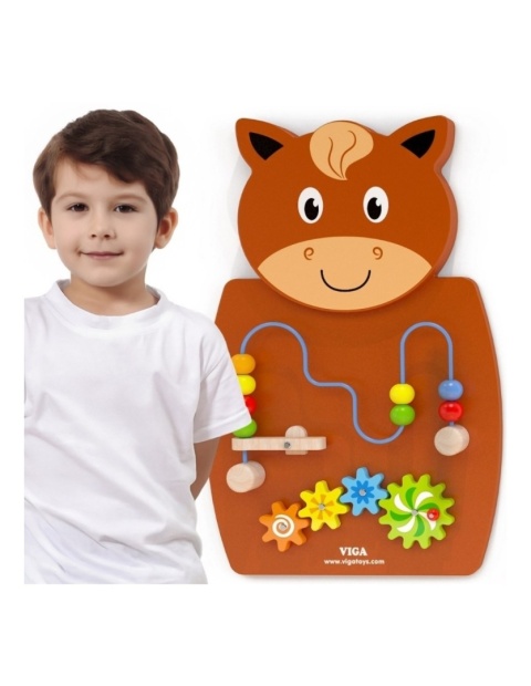 Drewniana Gra z przeplatnką i kołami zębatymi Koń Viga Toys Viga Toys