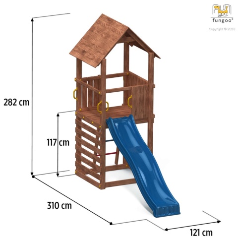 Drewniany Plac Zabaw do Ogrodu dla dzieci ze zjeżdżalnią Karol