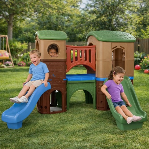 Duży Plac Zabaw dla dzieci Most z Tunelem Zjeżdżalnia Step2