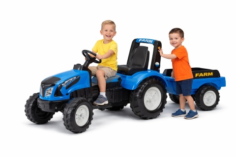 Traktor dla dzieci Landini Niebieski na Pedały z Przyczepką od 3 Lat FALK