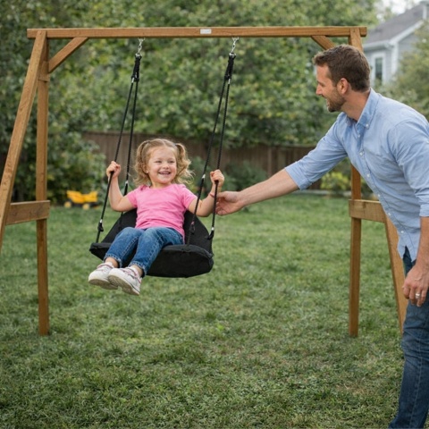 Huśtawka dla dzieci Drewniana Roxy Nest Brązowa AXI