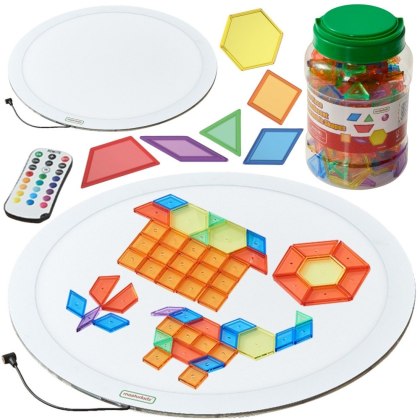 Okrągły Panel Świetlny LED Kolorowy + Klocki Montessori Mozaika 140 el. szkoła przedszkole MASTERKIDZ