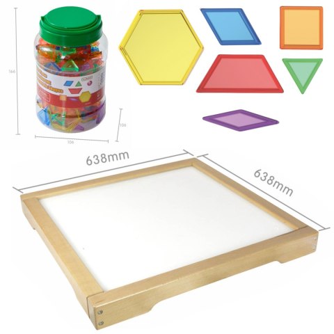 Naukowy Kreatywny Panel Skrzynia LED Sensoryczna + Klocki Montessori Mozaika 140 el. MASTERKIDZ