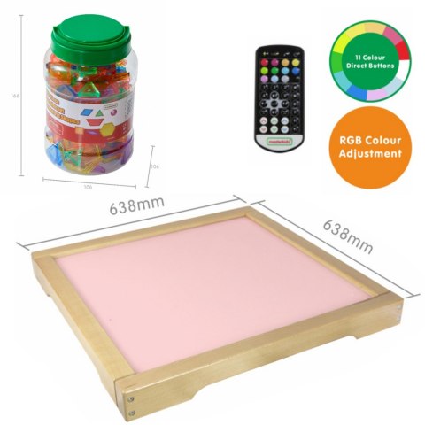 Panel Świetlny LED Zmiana kolorów Pilotem + Klocki Montessori Mozaika 140 el. szkoły przedszkola MASTERKIDZ