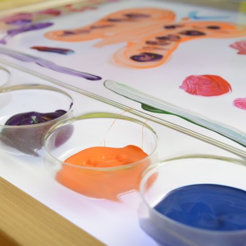 Rama Sensoryczna Panel LED + Przezroczysta Taca Do Malowania dla dzieci przedszkole szkoła MASTERKIDZ