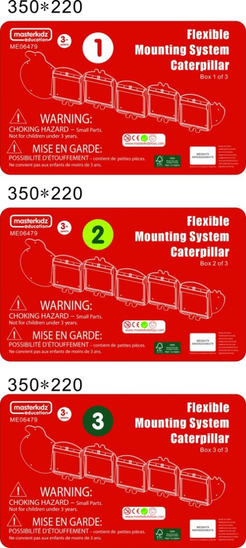 System do Montażu 5 Ściennych Tablic Edukacyjnych Flex - Gąsienica szkoła przedszkole MASTERKIDZ