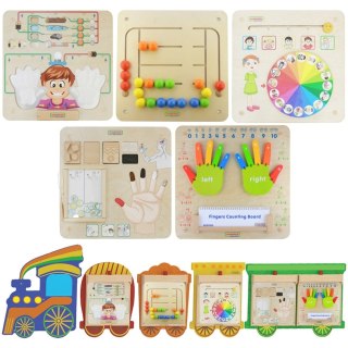 Zestaw Tablic Pociąg 5w1 Tablica Sensoryczna Motoryczna Nauka Zmysłów i Emocji MASTERKIDZ