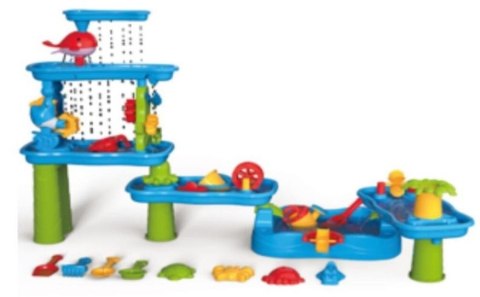 Ogromny Aquapark Stolik Wodny 6w1 Piaskownica Wodospad Tor Wodny 6-poziomowy Modułowy