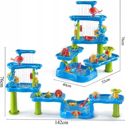 Ogromny Aquapark Stolik Wodny 6w1 Piaskownica Wodospad Tor Wodny 6-poziomowy Modułowy