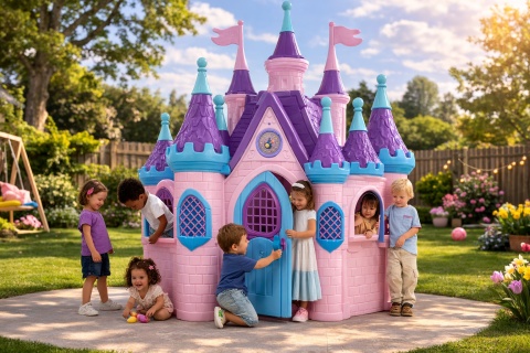 Ogromny Pałac księżniczki Domek Ogrodowy dla dzieci na podwórko przedszkole żłobek sala zabaw plac zabaw