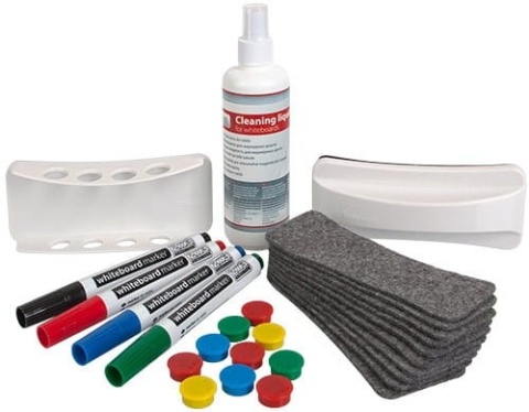 Tablica rozkładana tryptyk ceramiczna magnetyczna suchościeralna w ramie UKF + zestaw startowy do tablic: markery, magnesy